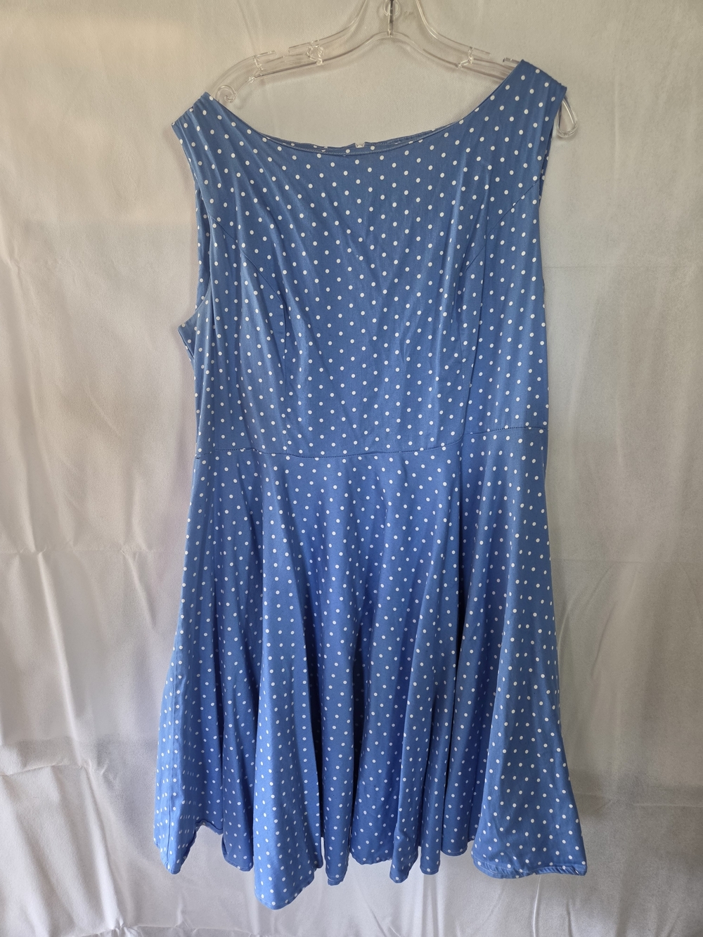Grace Karin Light Blue Polka Dot Sleeveless Pinup Fit & Flare Dress